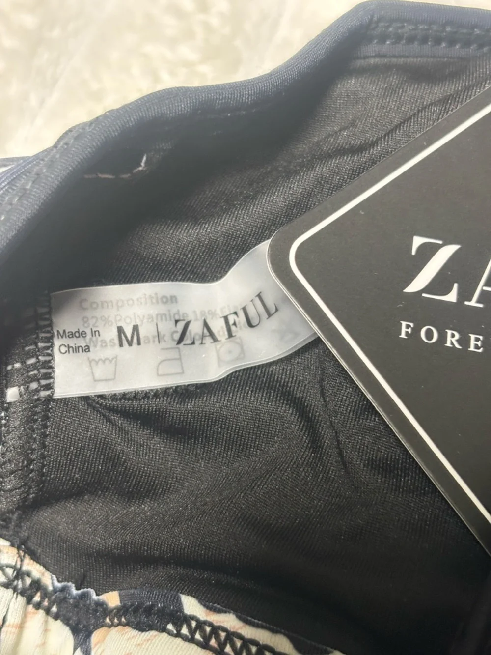 Zaful Black Tankini with Camo-Trim Straps